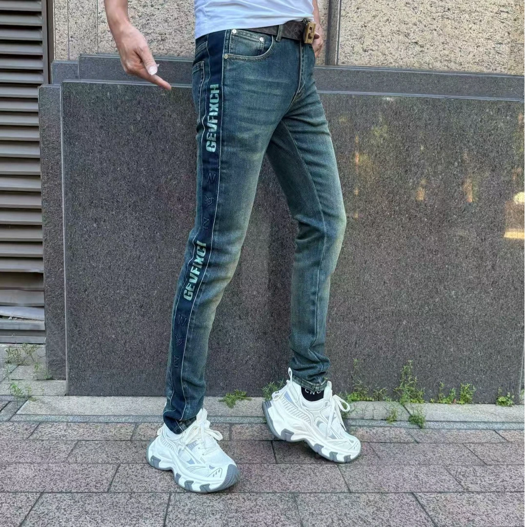 秋季深蓝色男士修身小直脚时尚百搭潮流休闲韩版轻奢弹力男装裤子