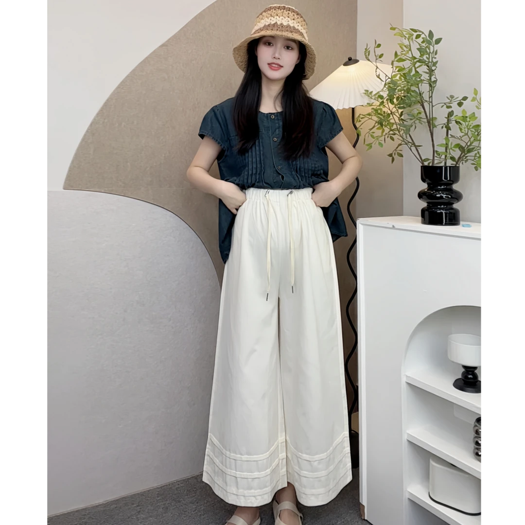 孕妇裤夏季显瘦外穿阔腿裤夏装新款时尚设计感宽松百搭垂感休闲裤