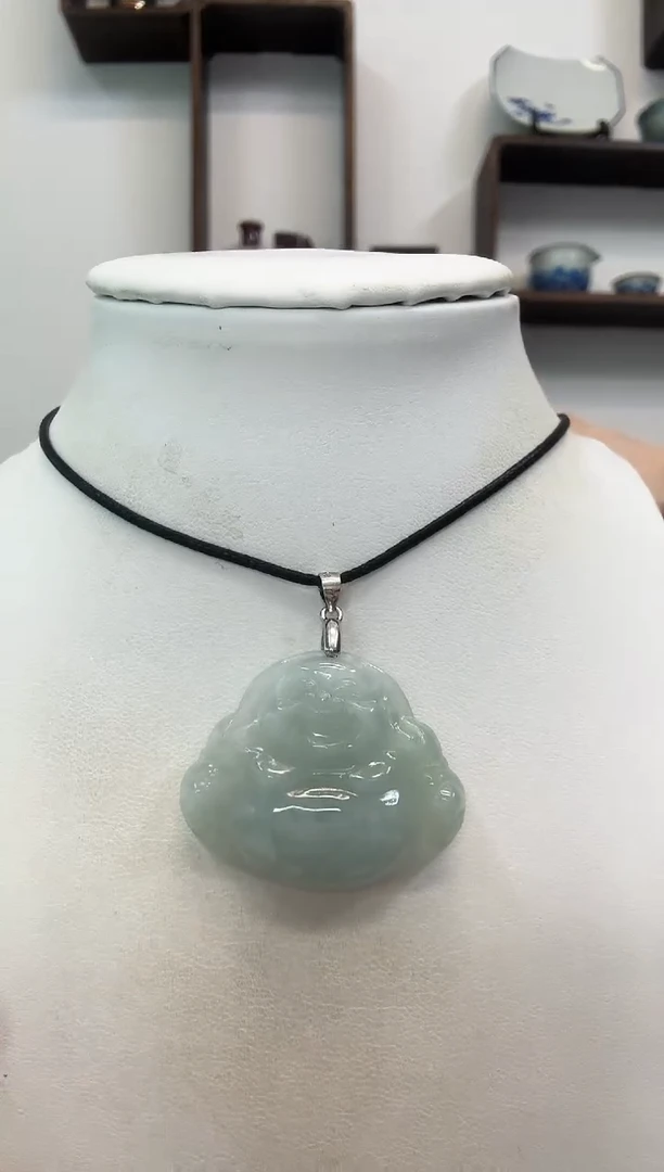 颈饰银S925镶嵌翡翠佛公