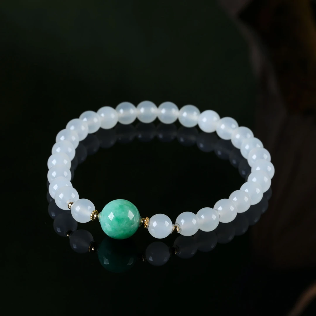 【意婵】《如是》“大超值”18K金天然和田玉羊脂白玉单圈翡翠-916755