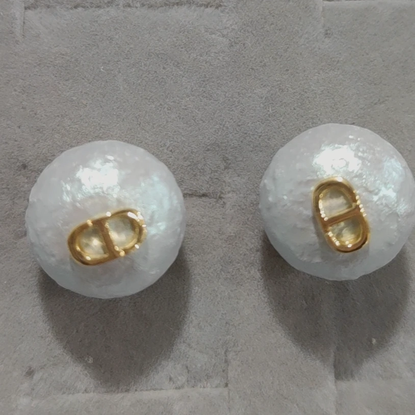 铜合金仿珍珠耳饰 【雨桐轻奢饰品】设计金底熔岩蓝珠耳环YT00147#2