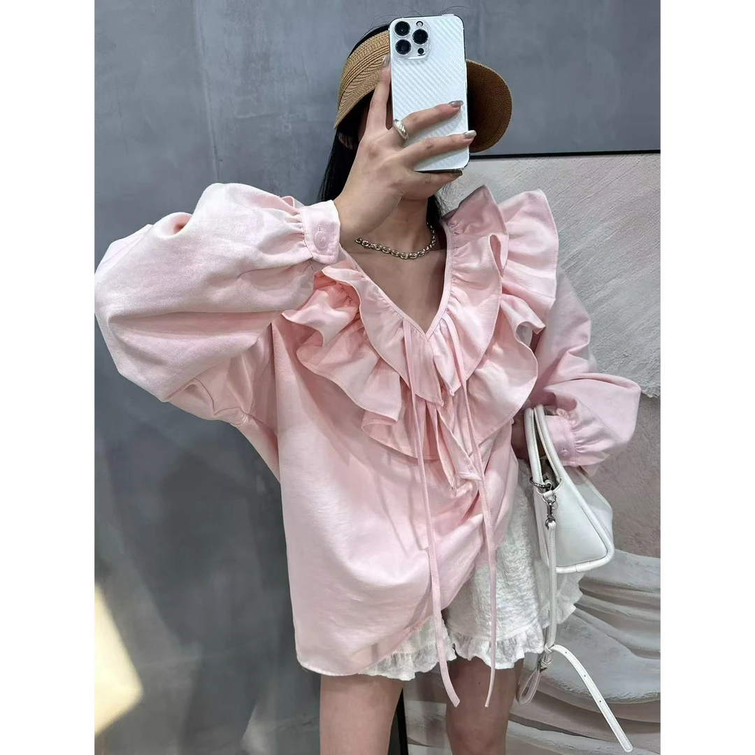 【约会记】泡菜定制木耳飞飞荷叶边系带上衣裙