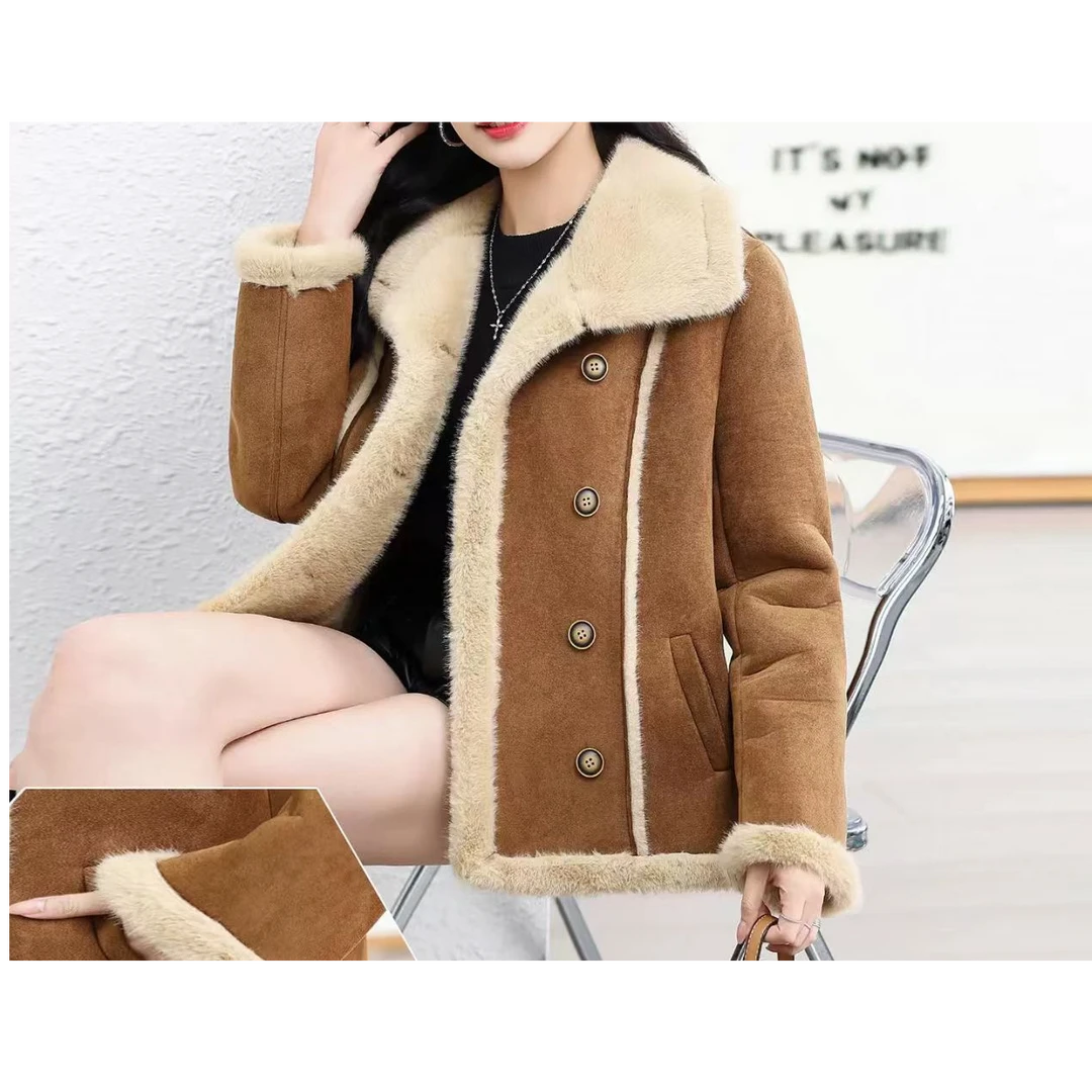 【靓衣园】时尚加绒加厚洋气机车服毛毛外套（011）