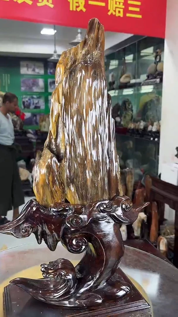 缅甸天然树化玉摆件