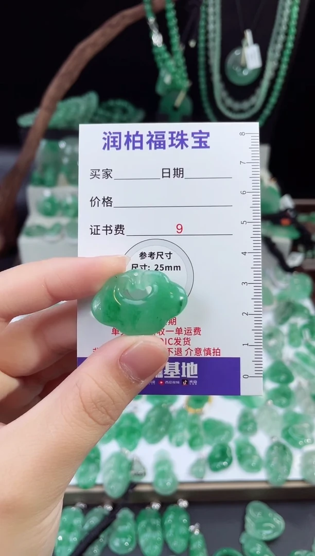 吊坠(不含链)未镶嵌石英质玉（非洲翠）14.202祥云锁