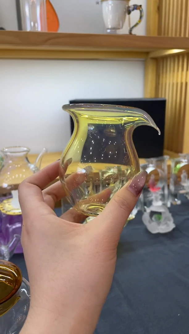 玻璃手工艺品九河熏银无耳公道杯