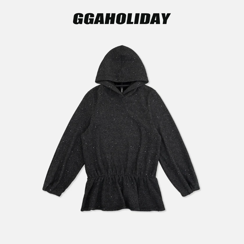 GGAHOLIDAY秋冬时尚休闲百搭宽松连帽收腰加绒女士卫衣-154142