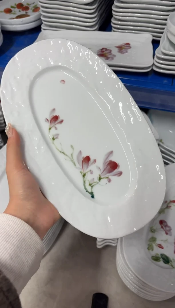 瓷片景德镇高温陶瓷食品级手绘釉中彩-手捏鱼盘