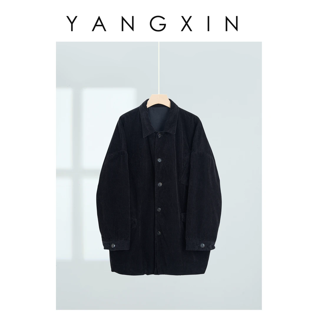 【无龄·杨昕】“偏酷”复古秋冬高质肌理感灯芯绒风衣外套FW11056