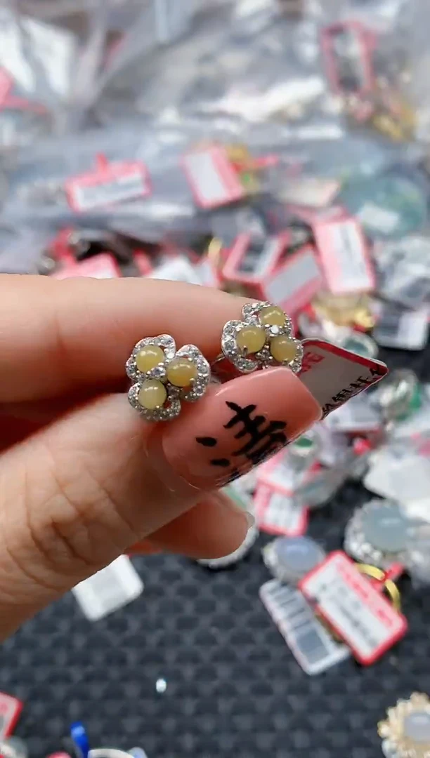 银S925镶嵌戒指翡翠天然A货缅甸翡翠