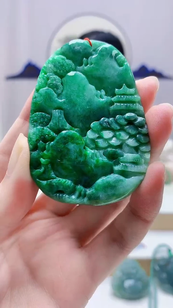 未镶嵌定制翡翠4852zm-毛货挂件10山水