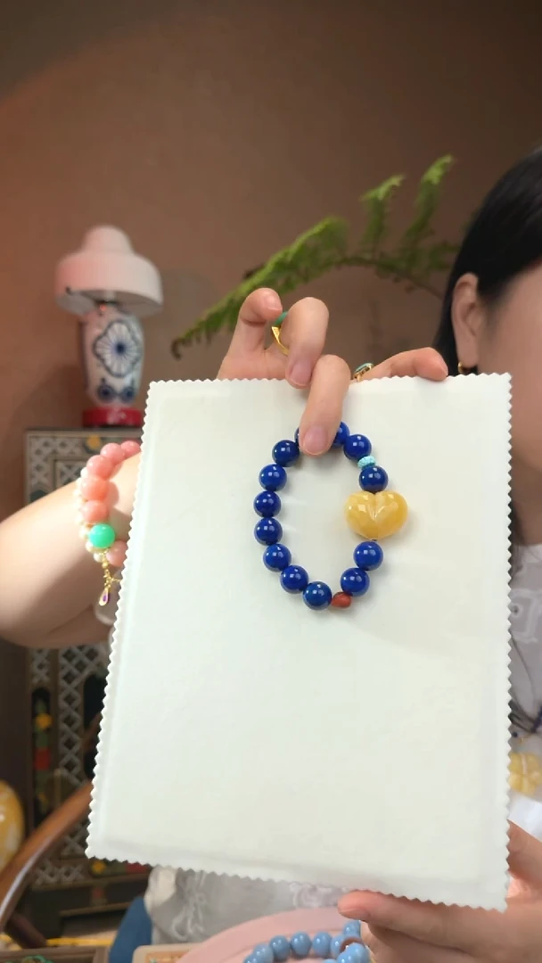 18K金镶嵌青金石手链天然青金石手串