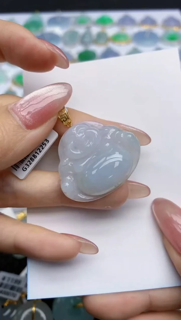 【闪购商品】翡翠挂件18K金镶嵌天然翡翠A货