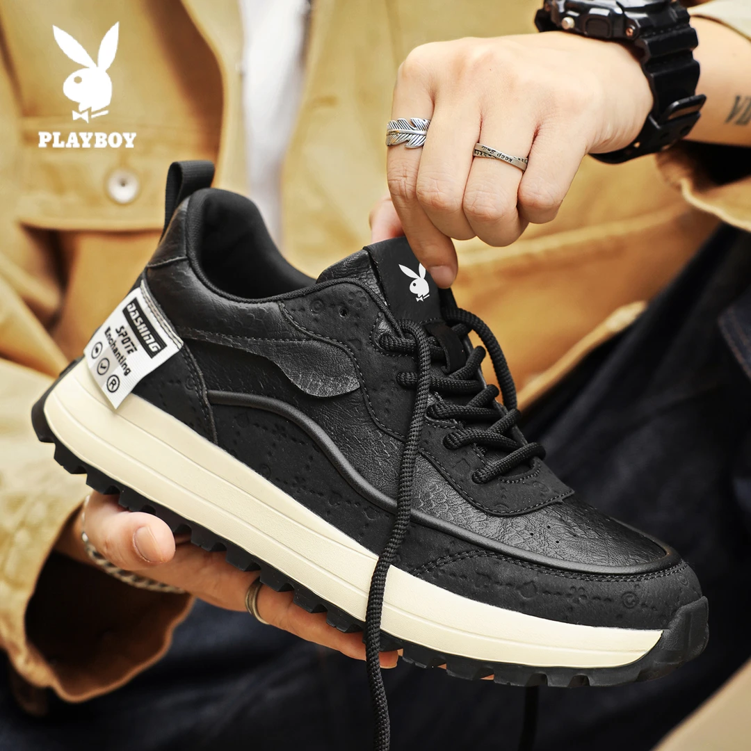 PLAYBOY/花花公子休闲板鞋2025新款男士百搭厚底基础款潮流运动鞋