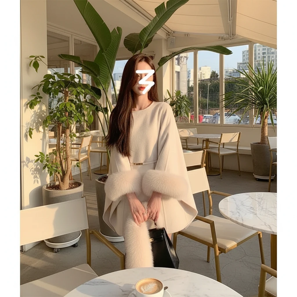 高级感超好看今年流行双面呢子大衣女春冬2025新款斗篷式毛呢外套