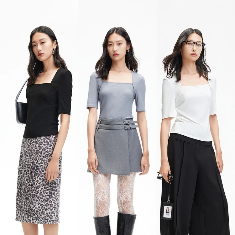 【达人专属】Vero Moda T恤方领收腰短袖T恤时尚325101001