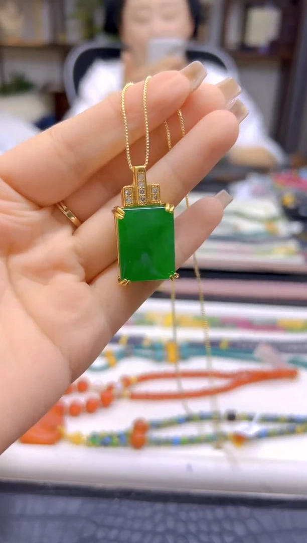 翡翠银S925镀金镶嵌吊坠(赠链)DIY款D314