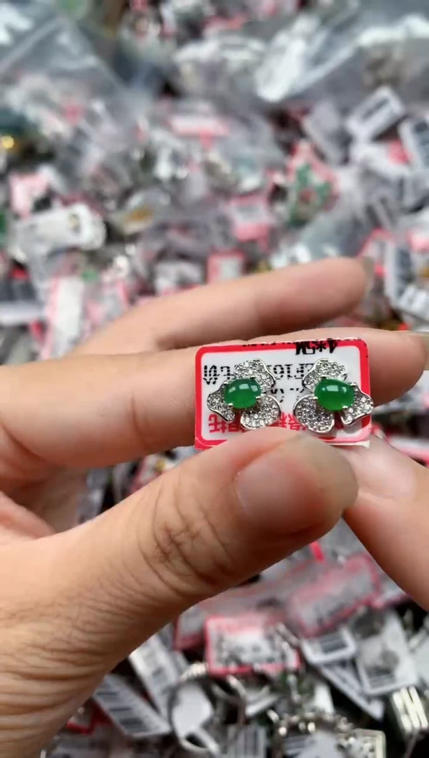 银S925镶嵌戒指翡翠天然A货缅甸翡翠