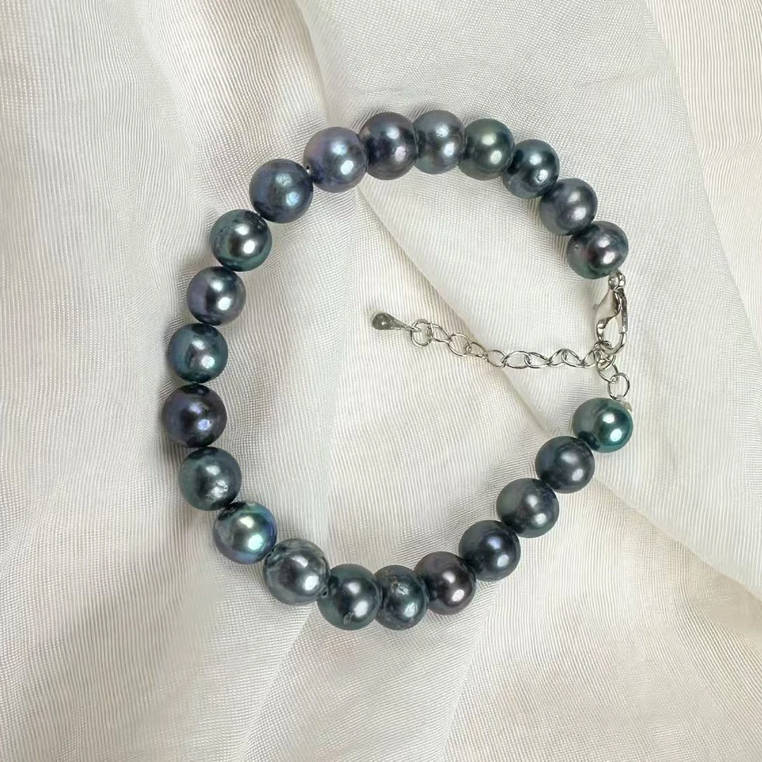 「五彩斑斓的黑」淡水珍珠手链17cm莫兰蒂配色7-8mm多样发