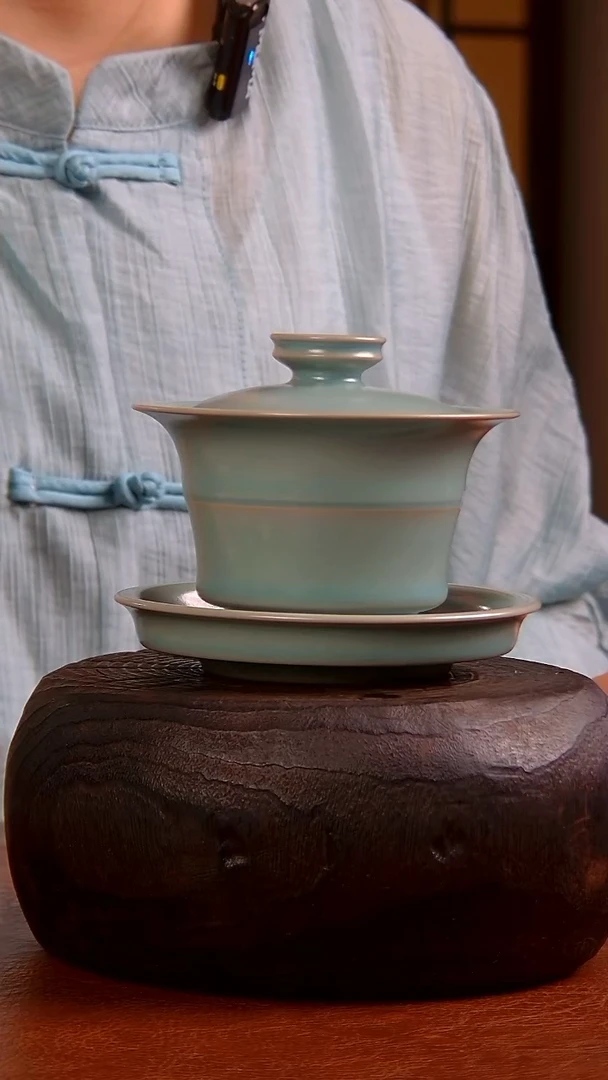 瓷片瓷源 带款 竹节三才盖碗