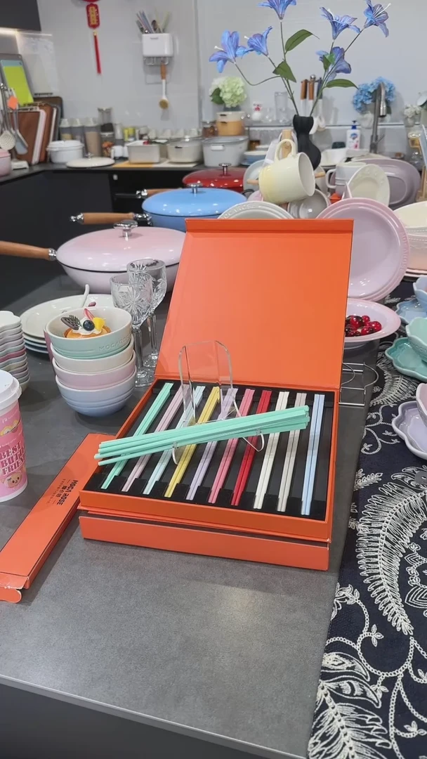 【闪购商品】瓷筷子SPS6双盒装-孔雀青