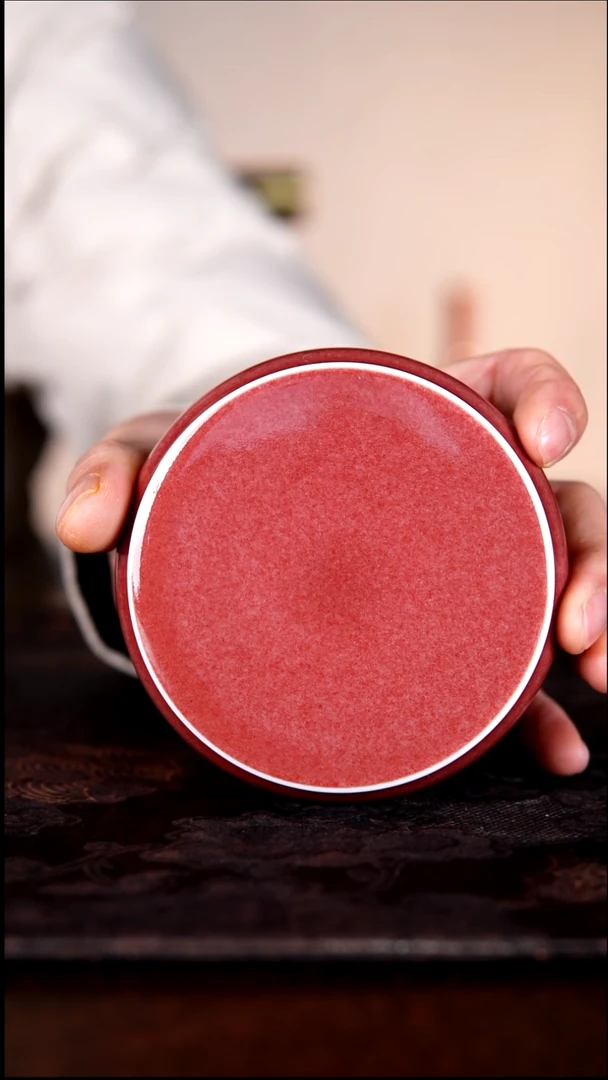 瓶白泥豇豆红陶瓷纯手工