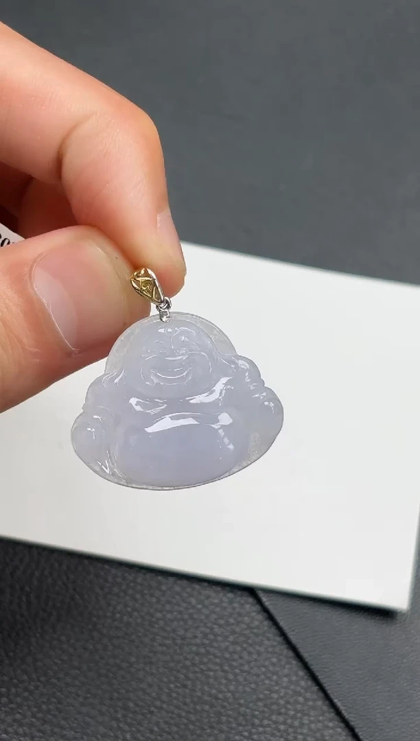 翡翠18K金镶嵌颈饰佛公