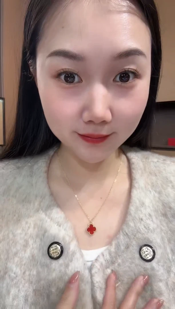 【闪购商品】玛瑙/玉髓套链18K金镶嵌红色k黄，四叶草套链GHJ