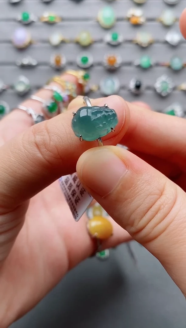 翡翠戒指银S925镶嵌一物一证