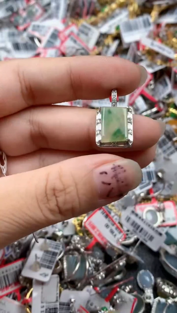 银S925镶嵌戒指翡翠天然A货缅甸翡翠
