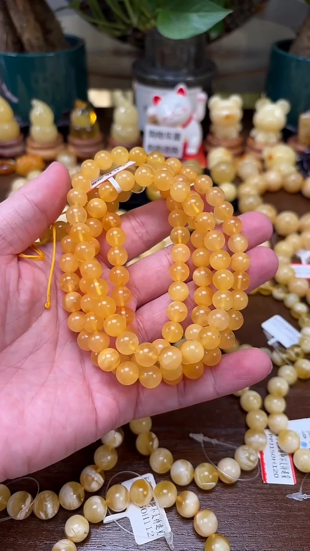 手串蜜蜡未镶嵌p75俄料精品蜜蜡佛珠 41.72克 8+mm