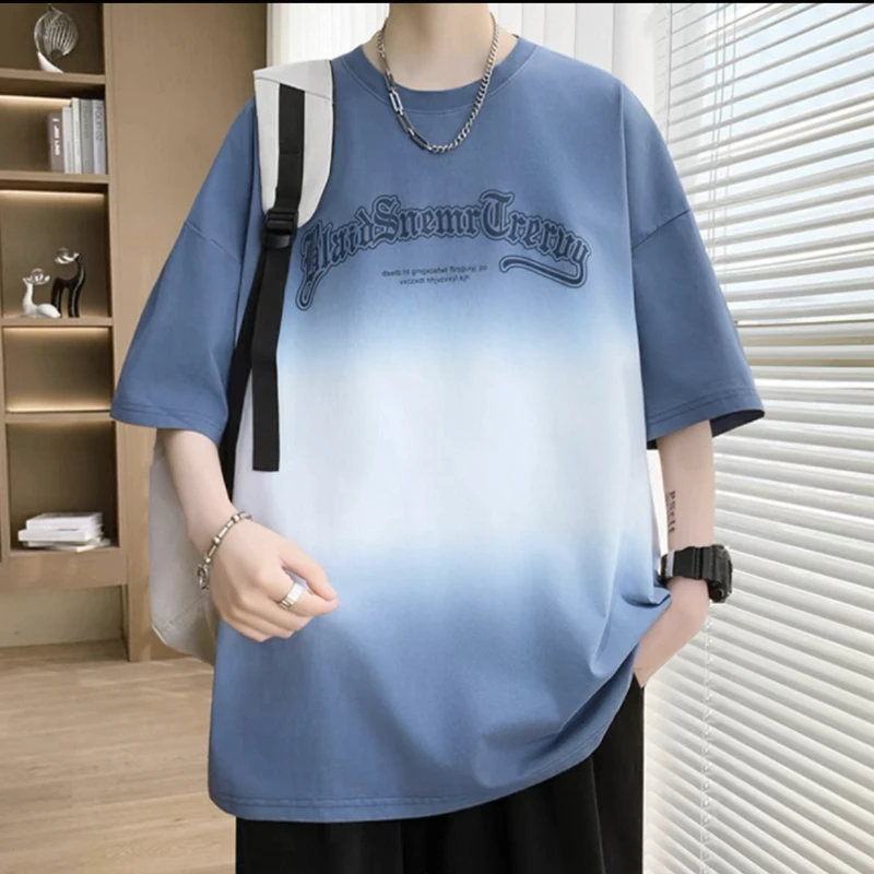 152-153夏新款青少年T恤印花宽松渐变短袖上衣