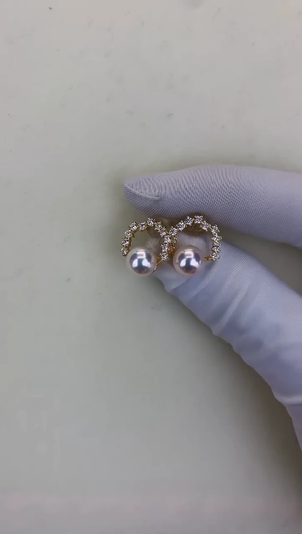 银S925镶嵌DA海水珍珠 GD208 耳钉 8