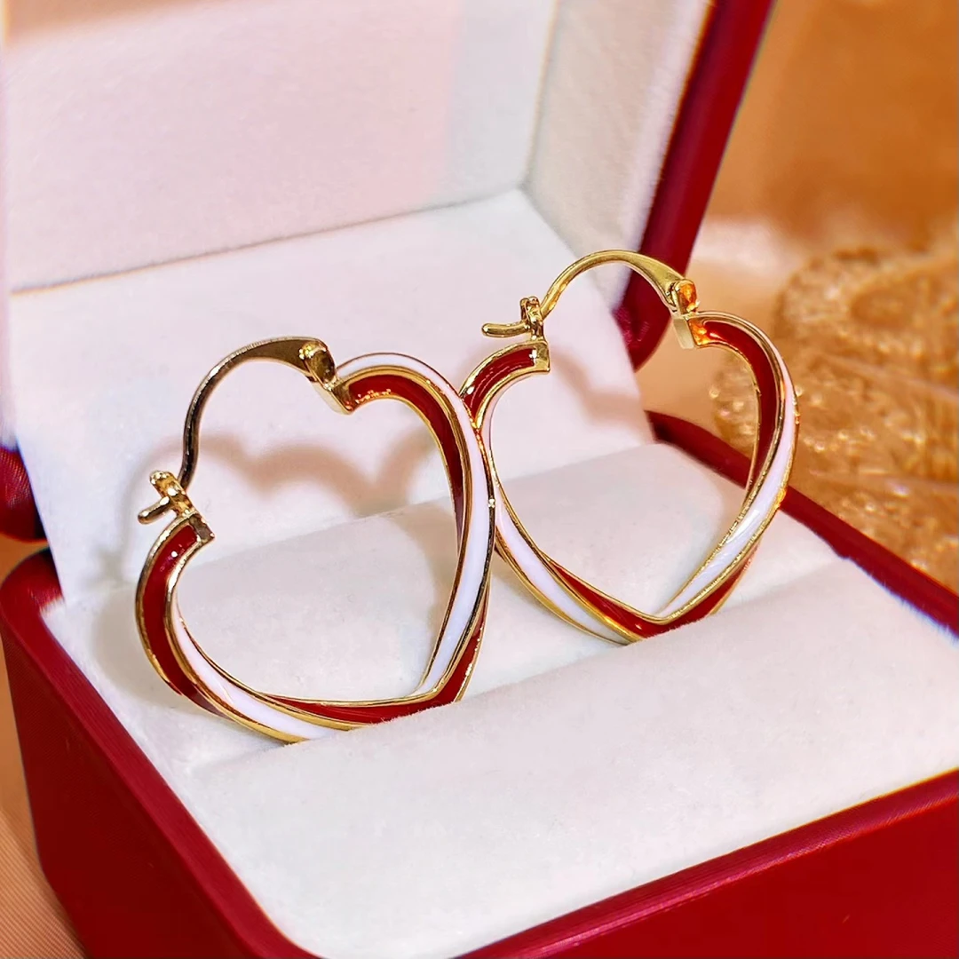 铜合金合成锆石耳饰 八月清秋KL358轻奢气质温柔设计感爱心耳环