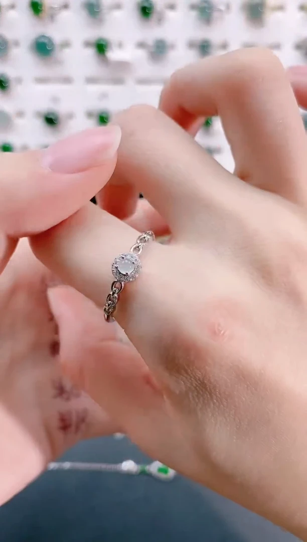 【闪购商品】翡翠戒指银S925镶嵌天然翡翠