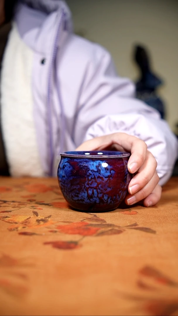 原矿石钧瓷茶器摆件