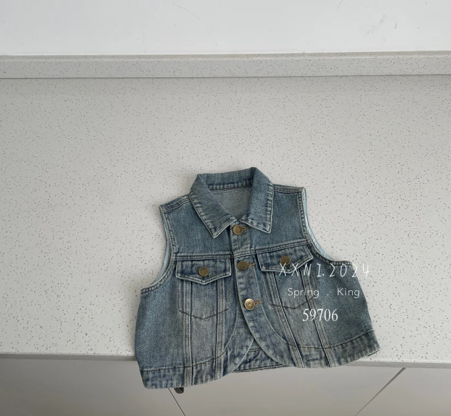 牛仔马甲小背心春秋百搭款男女宝宝透气时尚无袖外搭59706