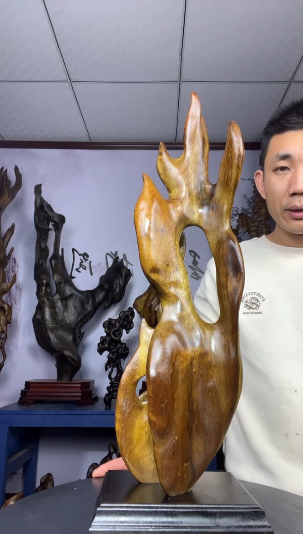 金丝楠木雕款苇**来金丝楠木工艺品摆件