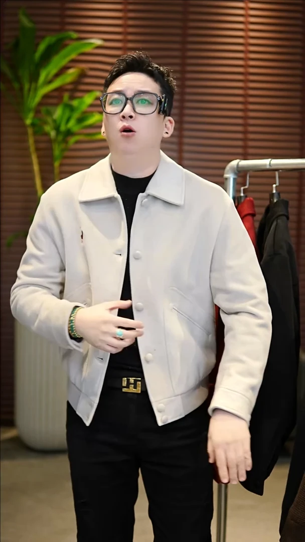 48码（100-130斤）羊毛夹棉夹克米色6818