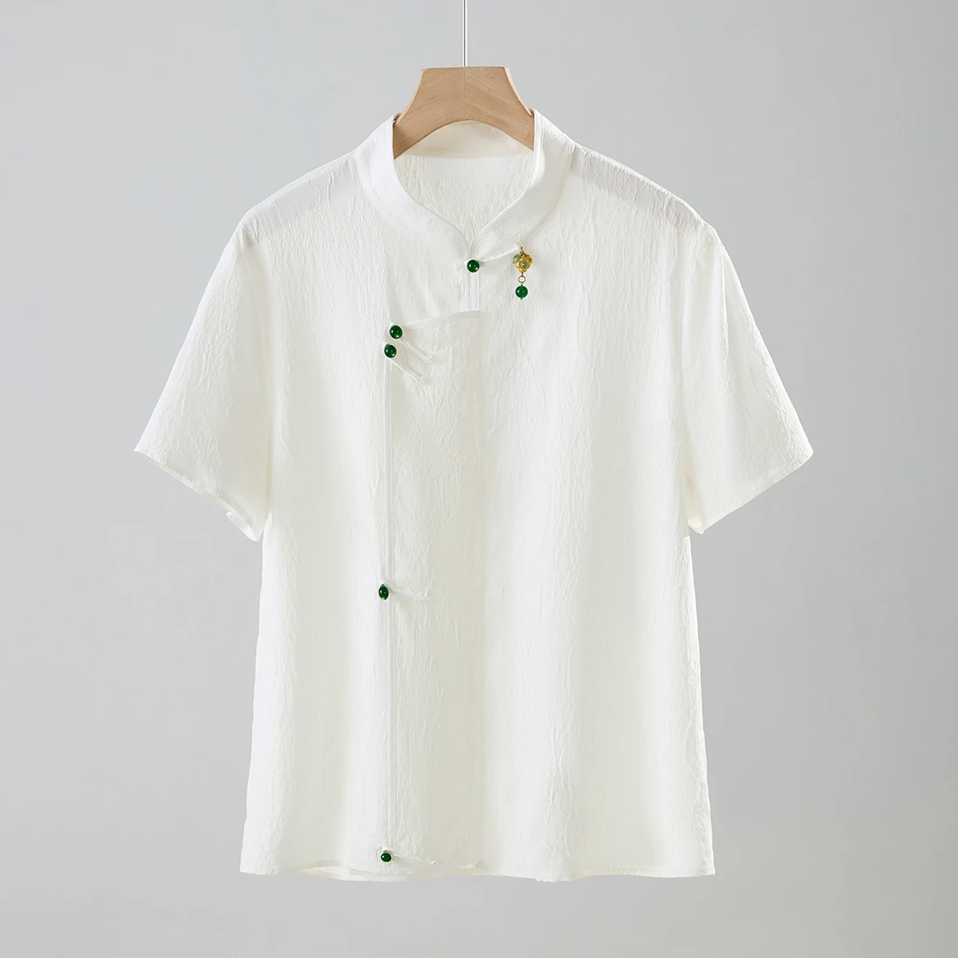 夏季新款桑蚕丝中国风气质优雅气质女式衬衫25DAK0598