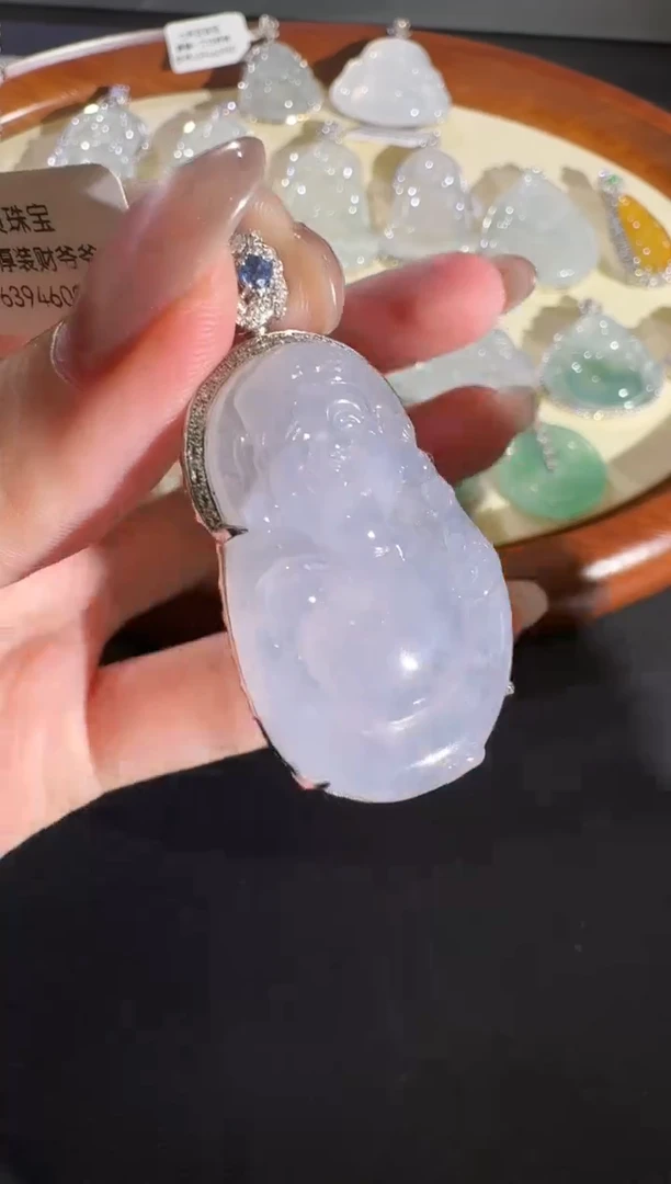 翡翠18K金镶嵌吊坠(不含链)【源头工厂】宝石钻石镶嵌