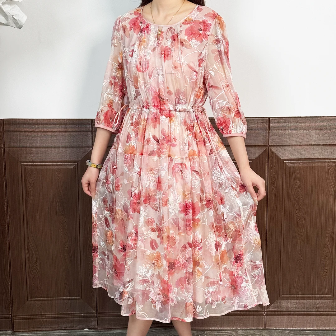 【蚕丝高定】设计师高定桑蚕丝真丝连衣裙 E5262