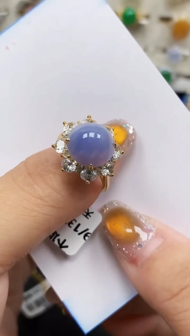 银S925镶嵌戒指翡翠9108