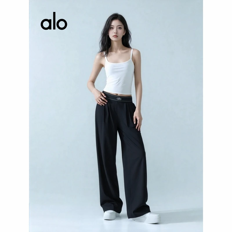 alo针织运动休闲男女同款高腰速干瑜伽运动长裤阔腿裤时尚休闲裤2