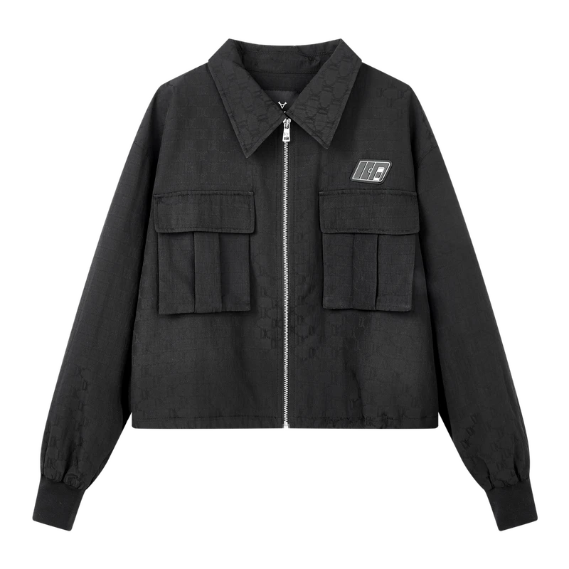 【籽言专属】休闲简约外套翻领肌理感字母提花上衣X09BWS8106