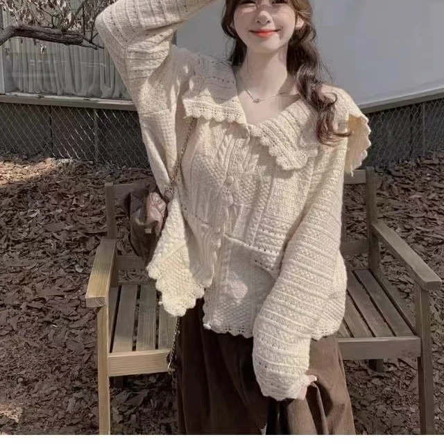 【反季清货1-61】秋冬毛衣女开衫外套慵懒风韩系长袖宽松甜美针织衫