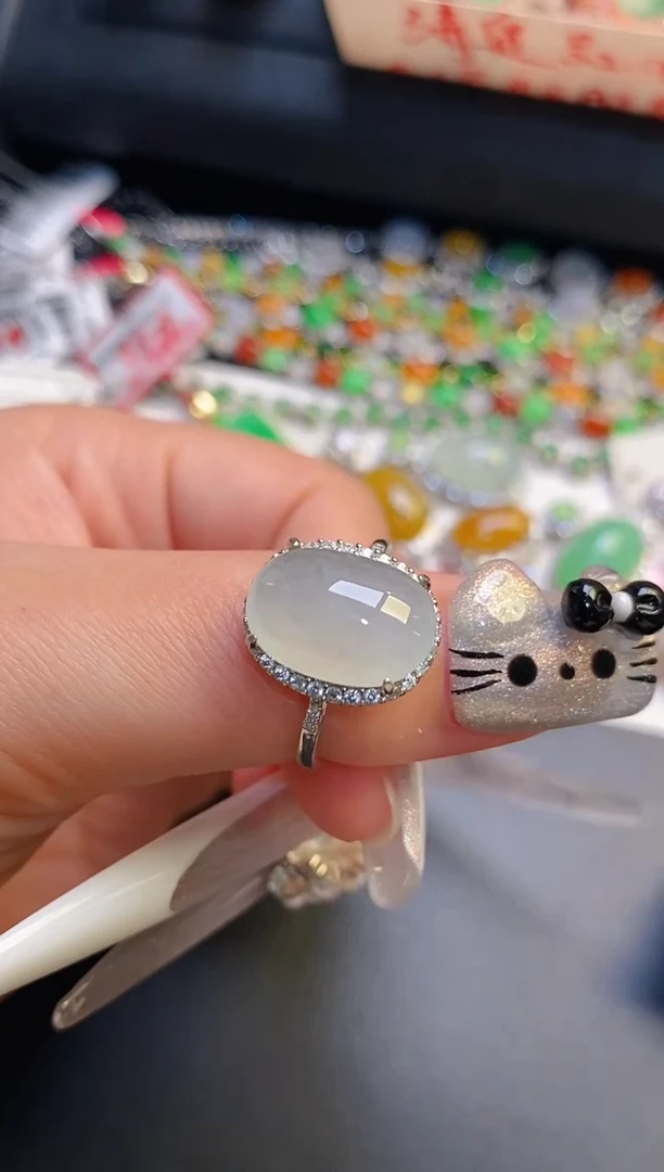 银S925镶嵌戒指翡翠天然