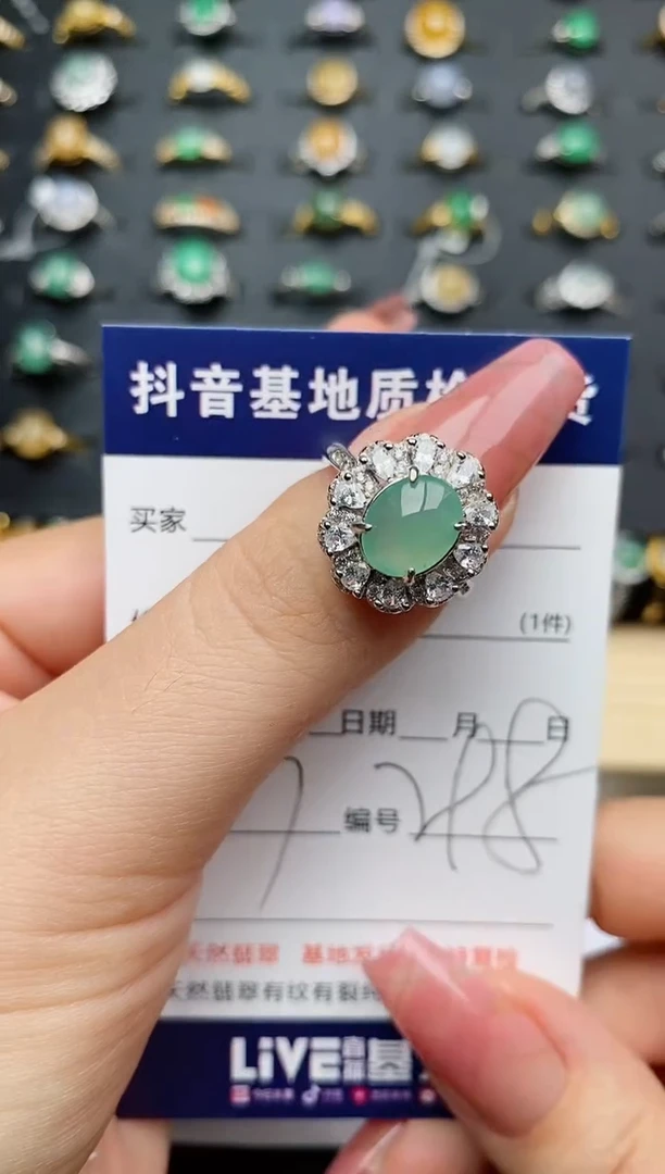 翡翠戒指银S925镶嵌............