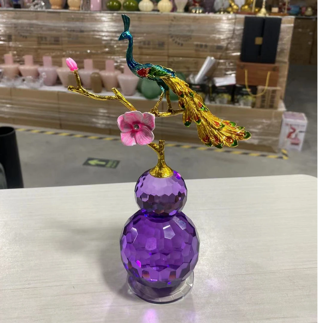 紫水晶福禄孔雀葫芦摆件客厅玄招财位轻奢高档好物乔迁新居