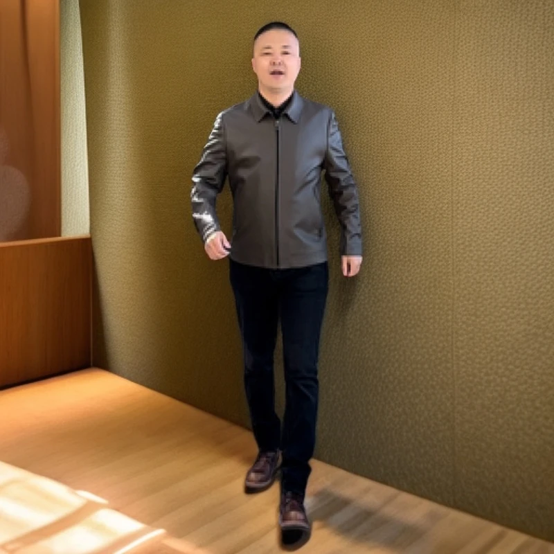 23022男士真皮皮衣男款绵羊皮海宁皮衣高档时尚翻领春秋单皮